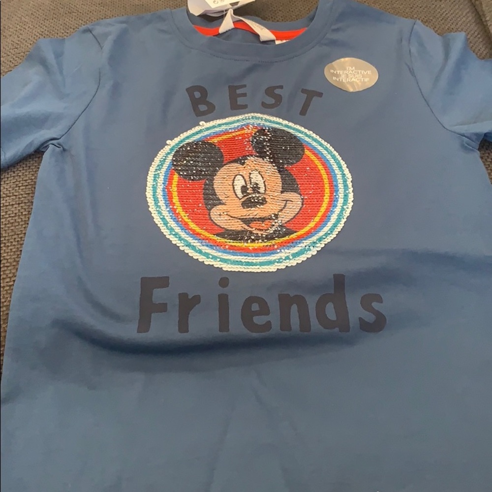 Disney unisex sequin tshirt Mickey and Pluto